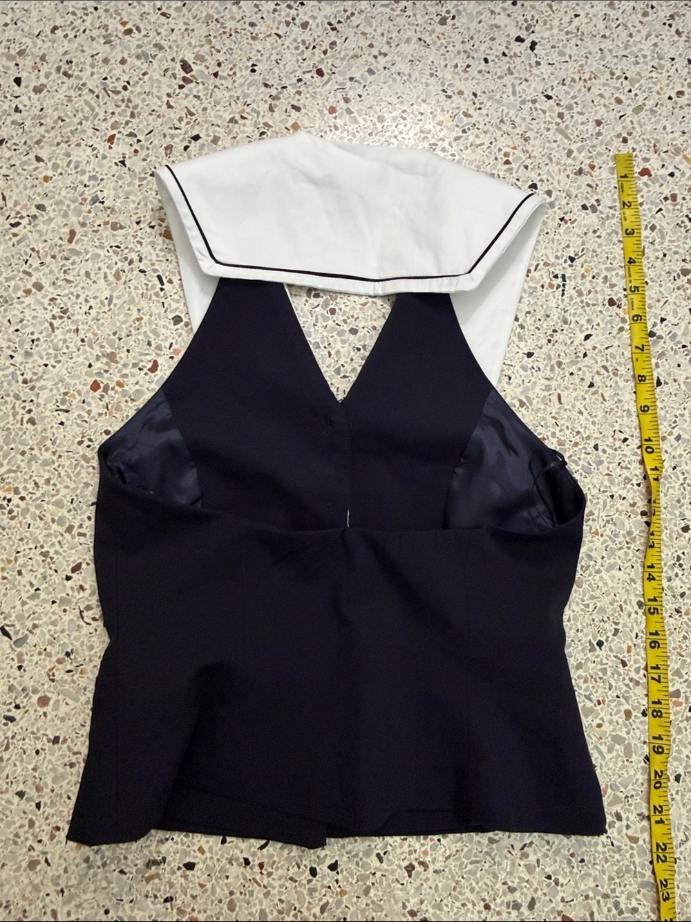 Zara navy blue white nautical sailor halter open back top small s - Picture 7 of 7
